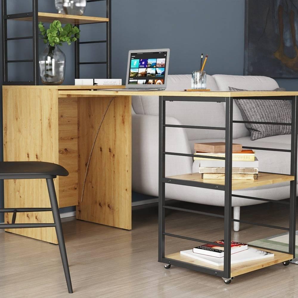 Стіл-тумба трансформер Ferrum-decor Смарт 3/1 з етажеркою метал/ДСП 16 мм 1430x1450x500 мм Чорний/Дуб Артизан (FRD-105114) - фото 7 Стіл-тумба трансформер Ferrum-decor Смарт 3/1 з етажеркою метал/ДСП 16 мм 1430x1450x500 мм Чорний/Дуб Артизан (FRD-105114) - фото 7