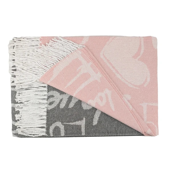 Плед шерстяной Love You Love 4708 140х210 см Серый с розовым (8-6-5156559)