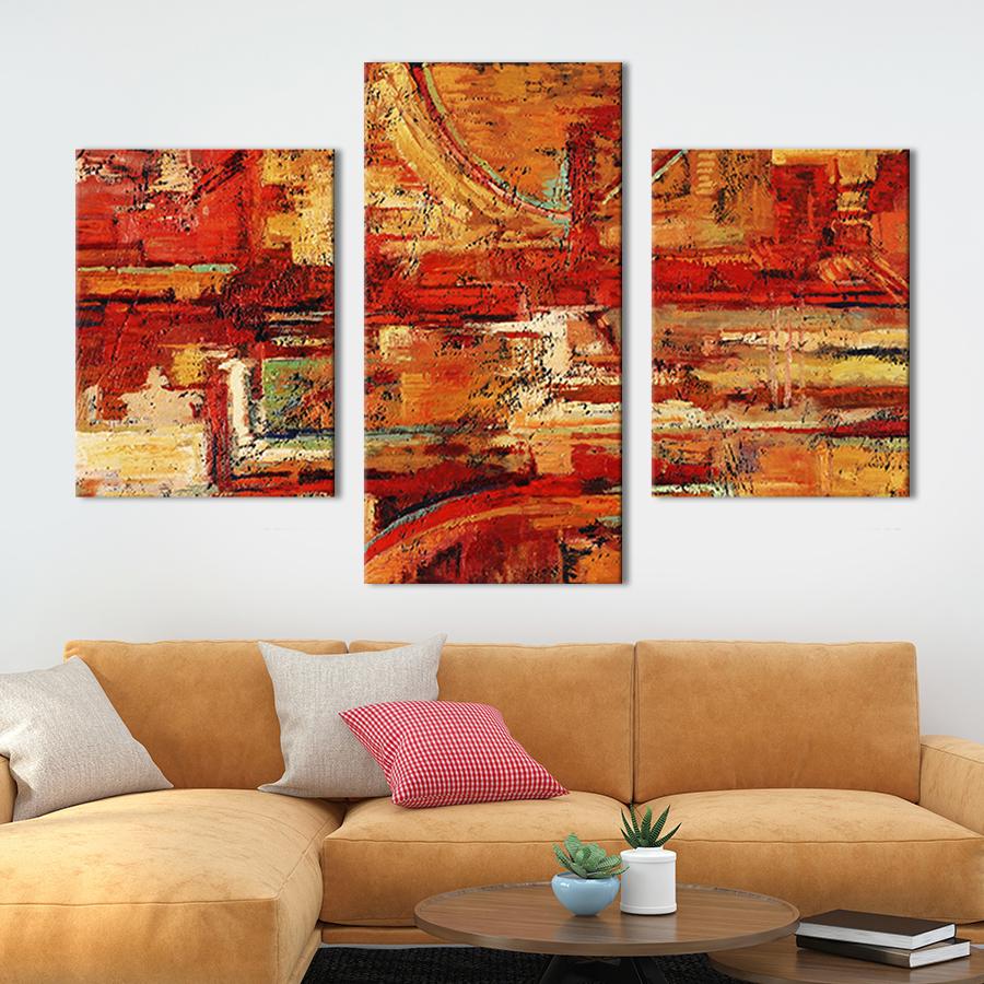 Картина для интерьера Абстракция гарячие пигменты 96x60 см (3-32)