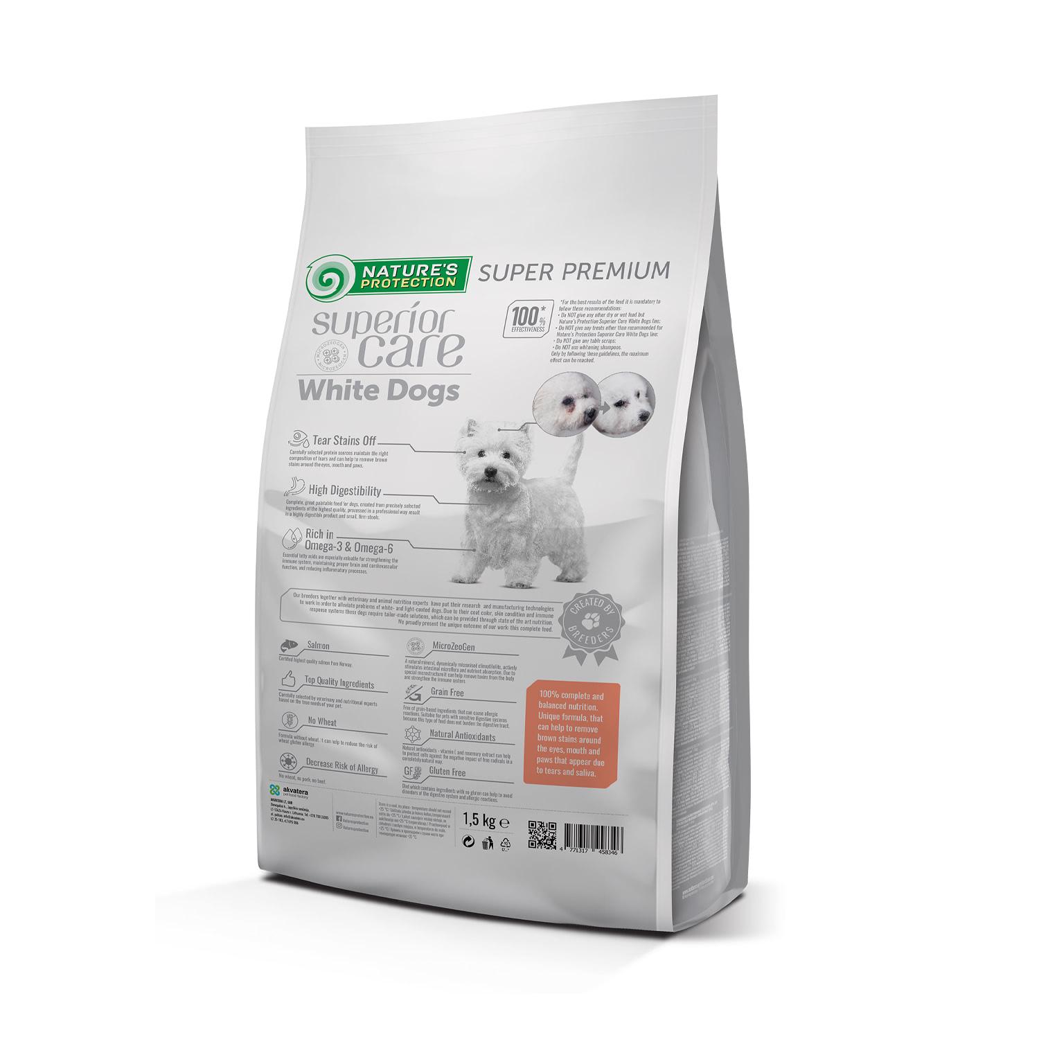 Сухой корм Superior Care Dogs Grain Free Salmon Small and Mini Breeds для взрослых собак малых пород с белой шерстью 1,5 кг - фото 2