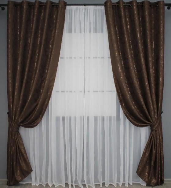 Шторы на люверсах Pavliani 1,5х2,5 м 2 шт. Коричневый (1173ш 37-0038) Шторы на люверсах Pavliani 1,5х2,5 м 2 шт. Коричневый (1173ш 37-0038)