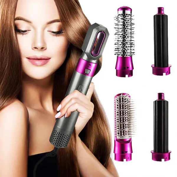 Фен-щетка для укладки волос Hot AIR Styler 5в1 Розово-серый (MS-12879) - фото 7