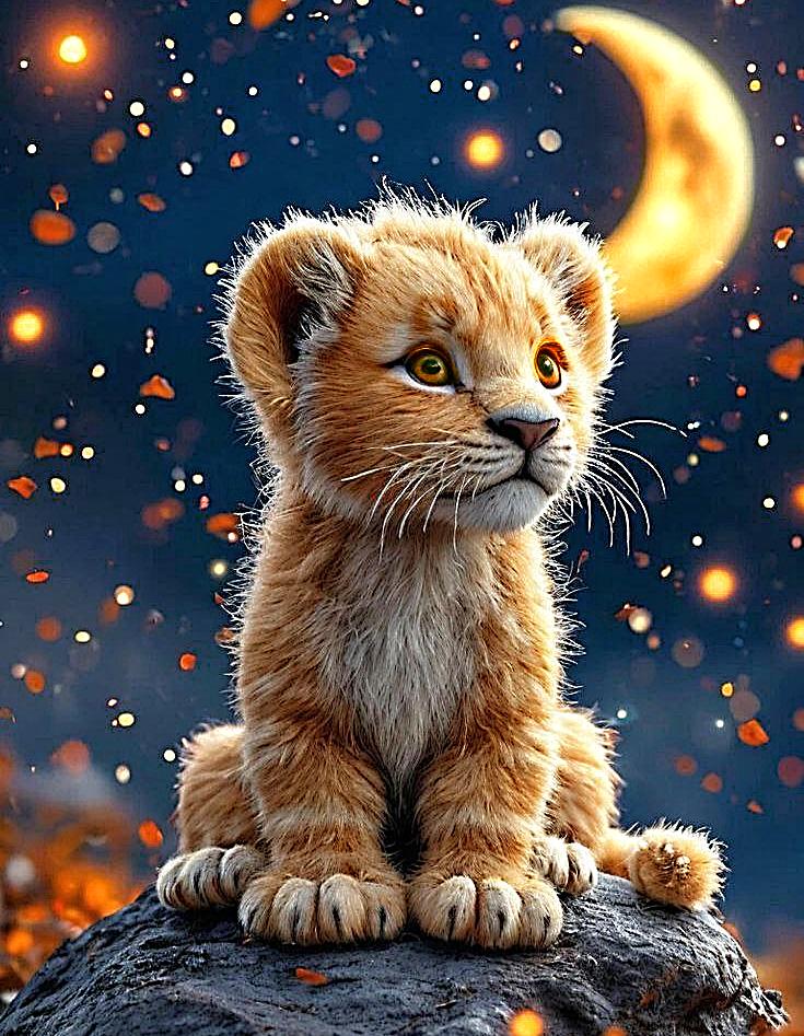 Набор алмазной мозаики АлМазка Львенок квадратные алмазы без подрамника 40x50 см (АлМ-276)