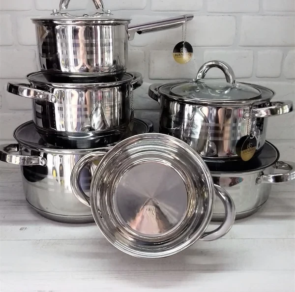 Набор кухонной посуды Edenberg из нержавеющей стали 12 (EB-4013) - фото 3 Набор кухонной посуды Edenberg из нержавеющей стали 12 (EB-4013) - фото 3