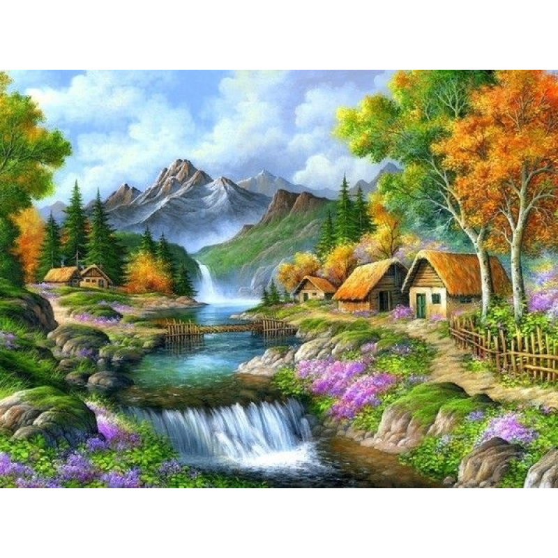 Алмазная мозаика Домики в Альпах 60х40 см (DM.411)