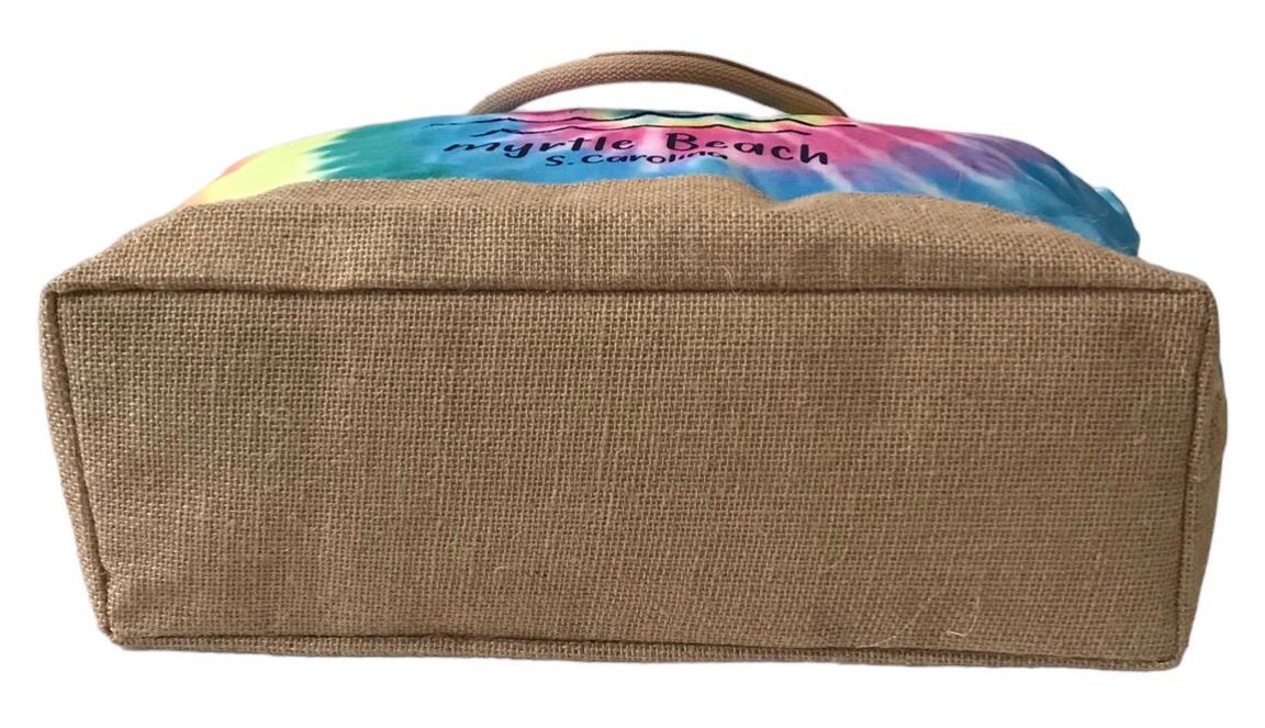 Сумка пляжна жіноча літня з тканини на блискавці Синьо-бежевий/зелений (HN558) - фото 3