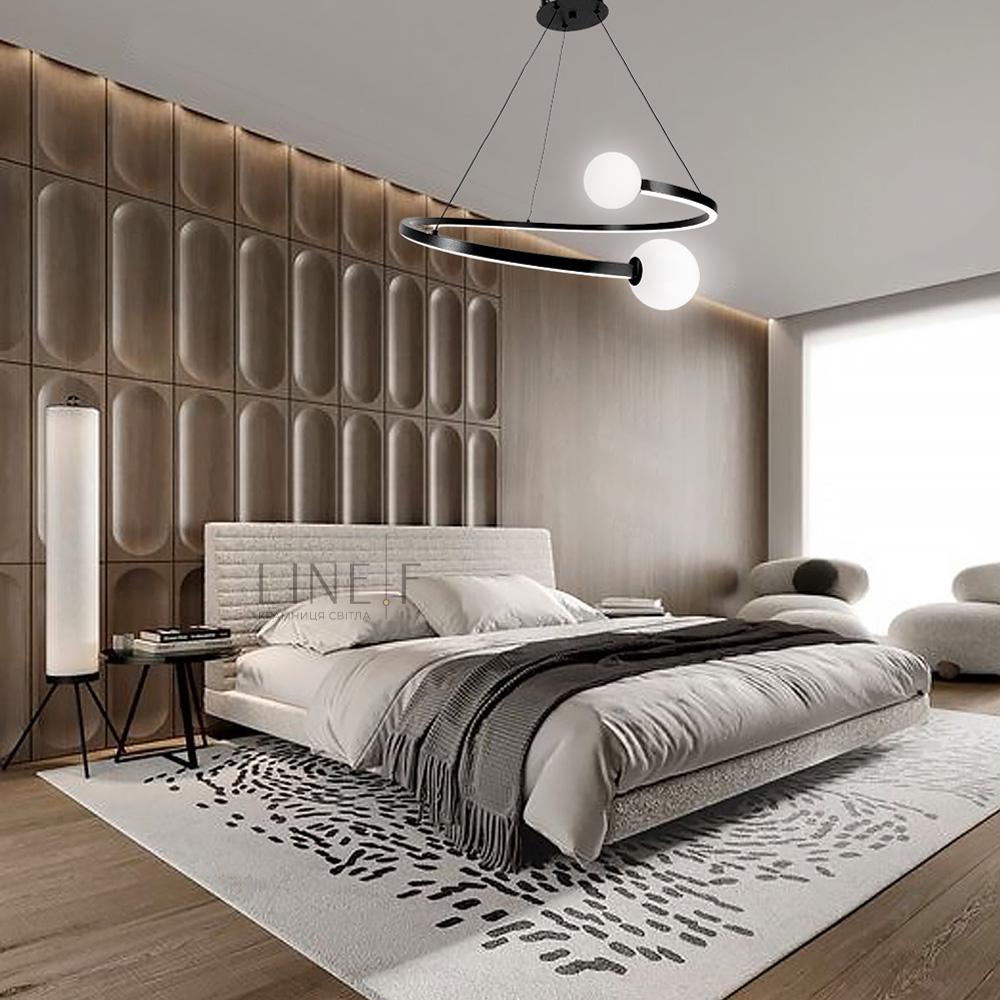 Люстра Ring LED з 2 білими плафонами 60 см Чорний (2473_6662) - фото 3 Люстра Ring LED з 2 білими плафонами 60 см Чорний (2473_6662) - фото 3