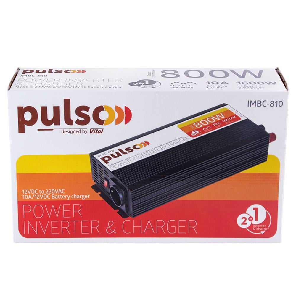 Автомобільний інвертор PULSO IMBC-810 12V-220V/800W/10A модифікований синус/клеми (IMBC-810) - фото 5 Автомобільний інвертор PULSO IMBC-810 12V-220V/800W/10A модифікований синус/клеми (IMBC-810) - фото 5