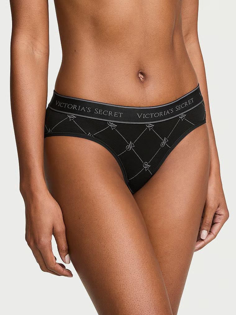 Трусики Victoria's Secret Logo Cotton Hiphugger Panty Black M Черный (27273329)