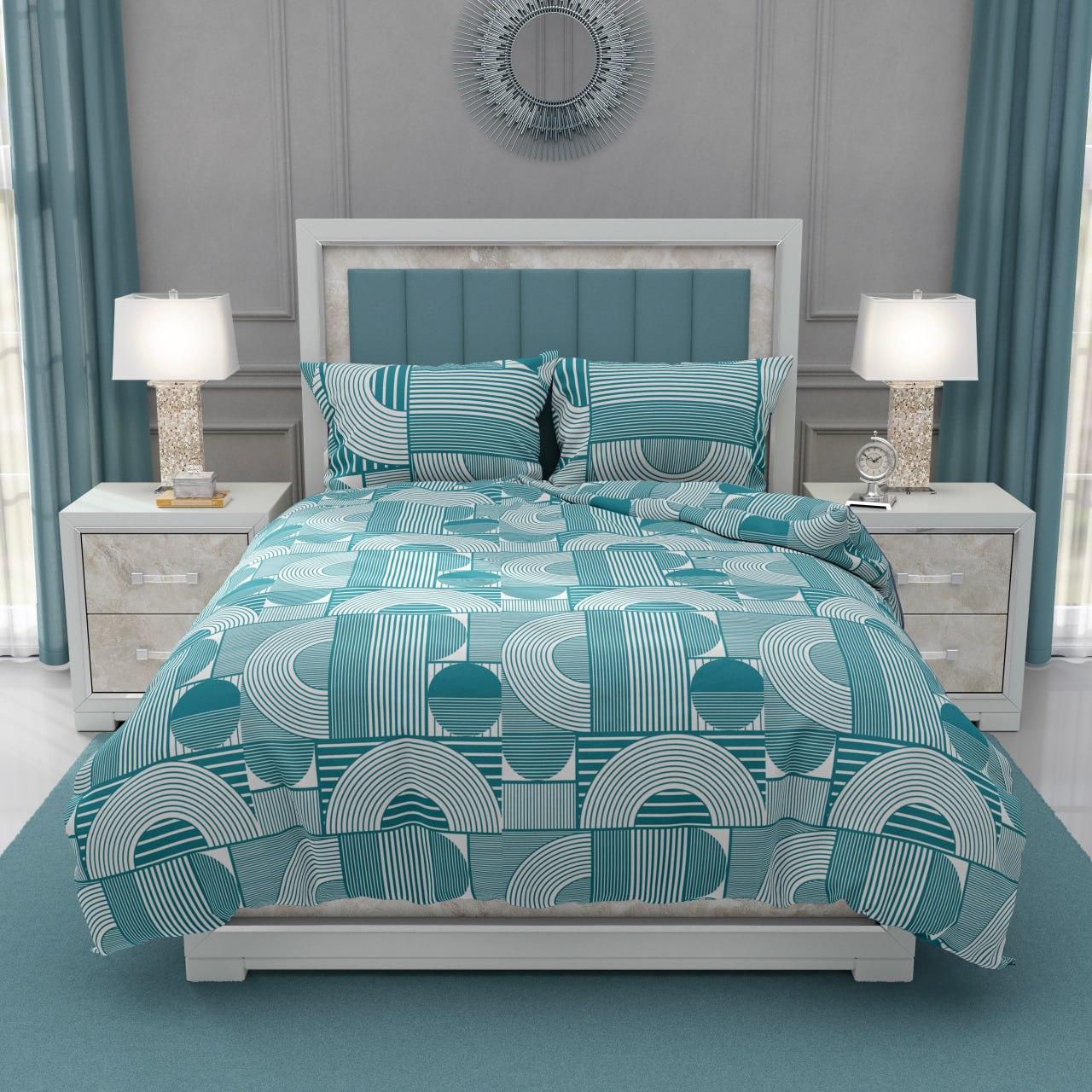 Комплект постельного белья Микрофибровая полуторная полоска 150x210 см наволочки 70х70 см Голубой (2230689985)