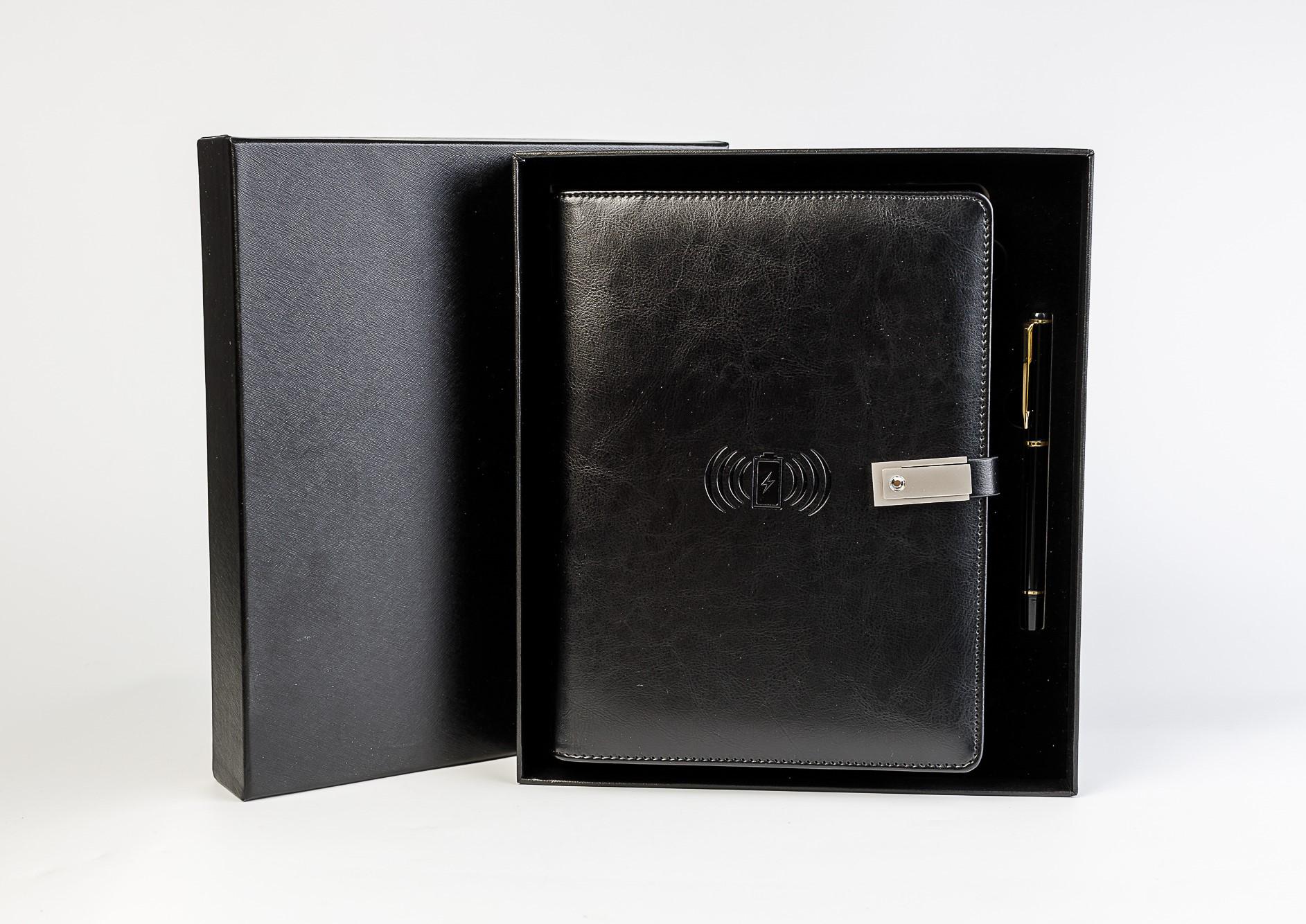 Блокнот із бездротовою зарядкою Powerbank 8000 mAh із флешкою 16 Гб Чорний (28_2114) - фото 3