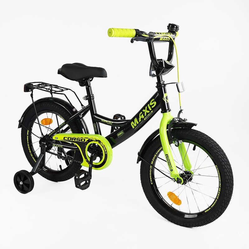 Велосипед детский Corso Maxis ручной тормоз сиденье с ручкой собранный на 75% 16" Black/Yellow (162144)