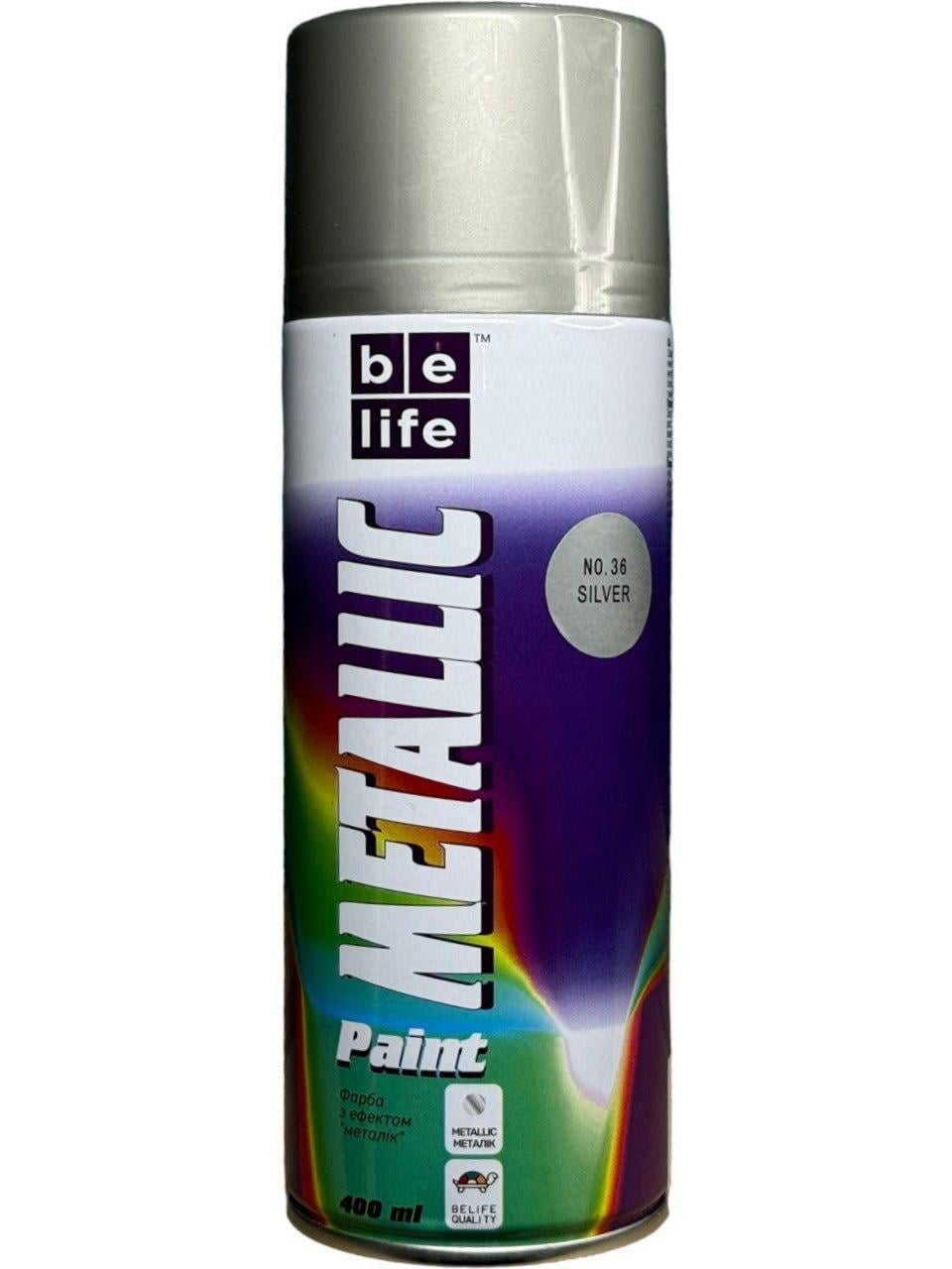 Аерозольна фарба Belife Metallic Paint 400 мл 36 Срібний (65009525)