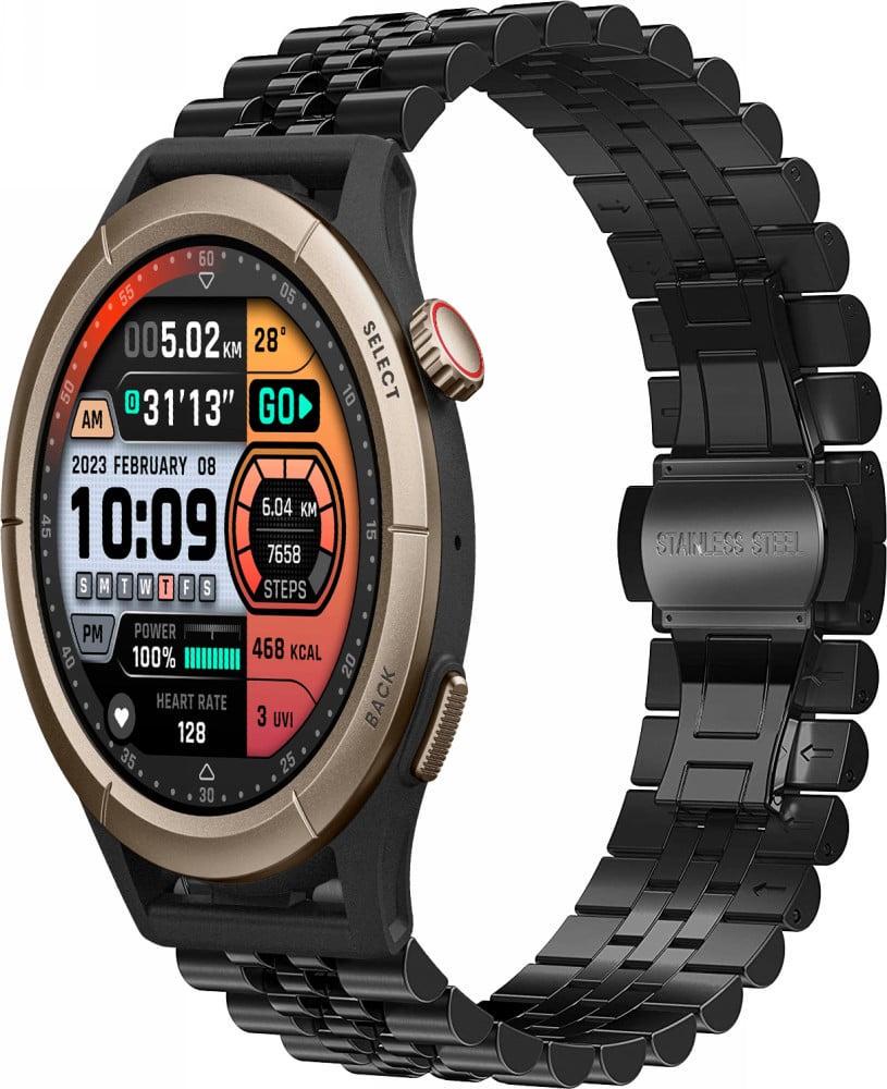 Браслет металлический Stech для Amazfit Cheetah Round/Cheetah Pro Black (38456-2B)