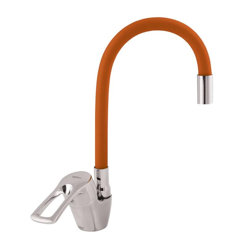 Смеситель для кухни Zerix YUB 181 с гибким изливом Оранжевый (ZX0434)