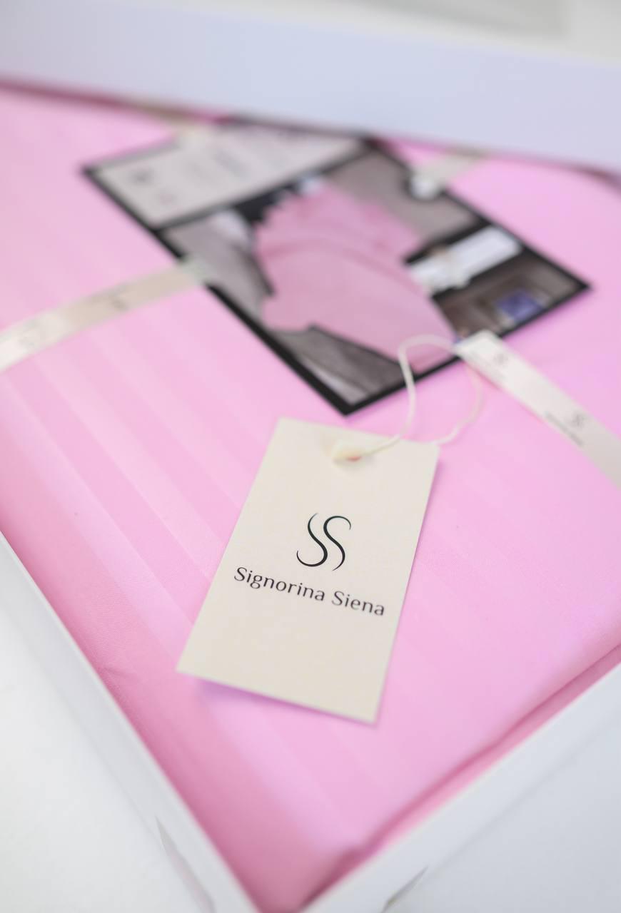 Комплект постільної білизни Signorina Siena зі страйп-сатину євро 50х70 см/70х70 см Рожевий (0019E) - фото 2