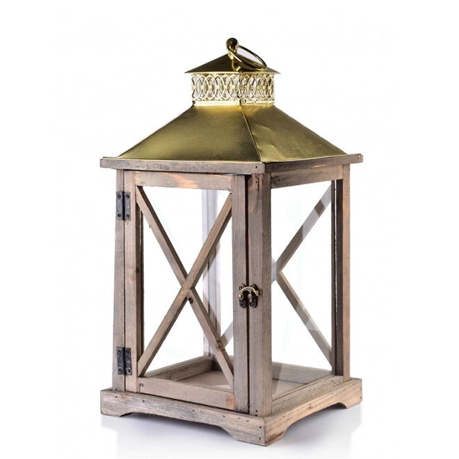 Підсвічник-ліхтар дерев'яний Levi Natural HTO1676 (35245)