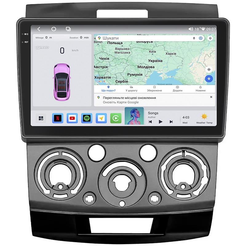 Автомагнітола штатна Lesko QLED CarPlay/4G/Wi-Fi/GPS/360° для Ford Ranger II 2006-2009 4/64Gb 9" (2313804909)