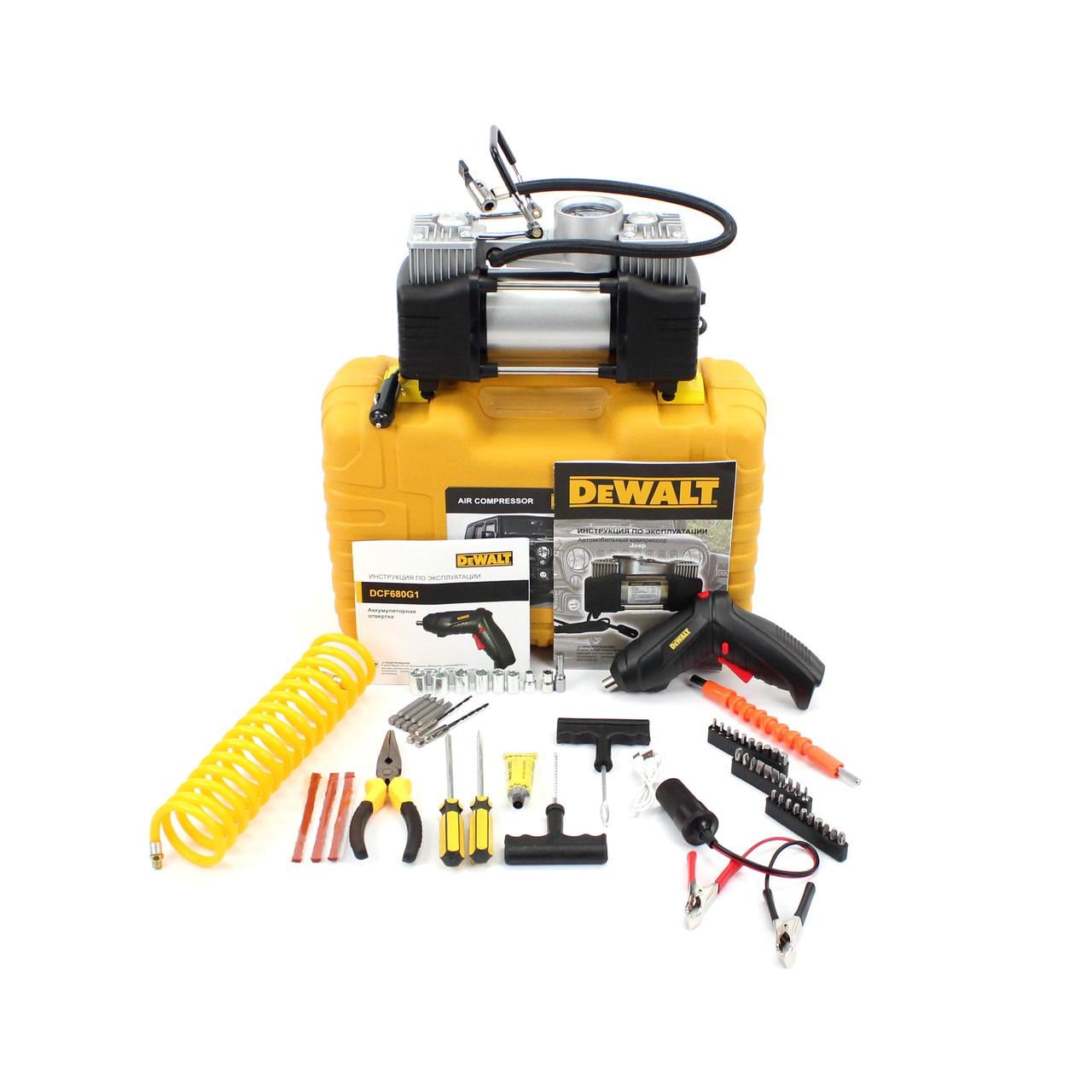 Компрессор автомобильный однопоршневой с набором инструментов 72 л/мин/12 В/30 А (MA610)