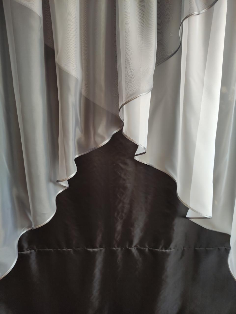 Занавеска шифоновая 300х170 см Белый с серым (уш-01с) - фото 2 Занавеска шифоновая 300х170 см Белый с серым (уш-01с) - фото 2