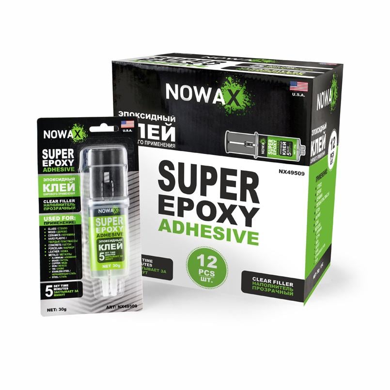 Клей эпоксидный двухкомпонентный Nowax Super Epoxy Adhesive 30 г Прозрачный (NX49509)