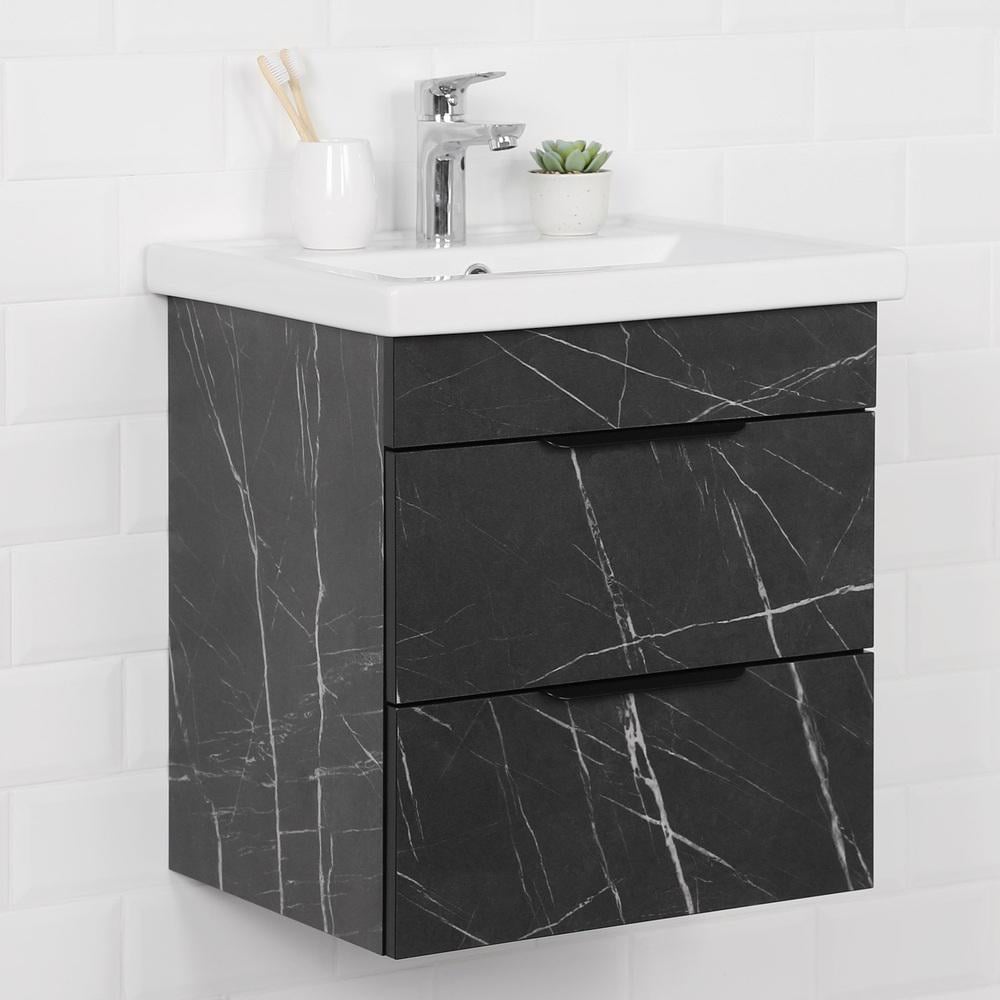 Тумба підвісна із раковиною MVK Vostok Lite 50 B1 500х400х530 мм Камінь П'єтра Гріджо Чорний (8086bl) - фото 4