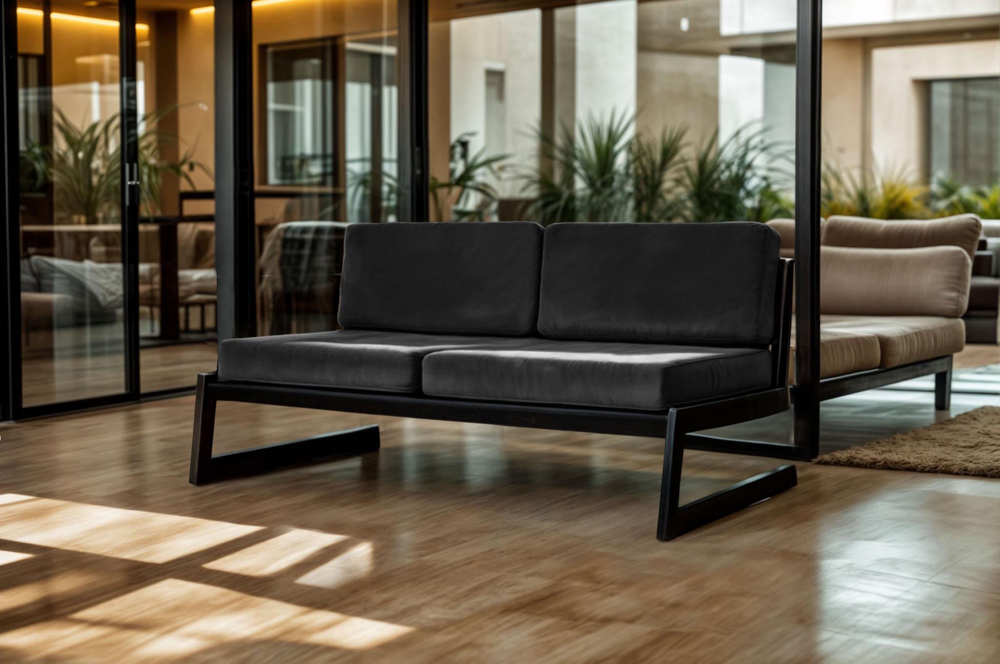 Диван металевий Tobi Sho Флекс DV6 з подушками 750х1560х700 мм велюр 37/Чорний (DV069085) - фото 2