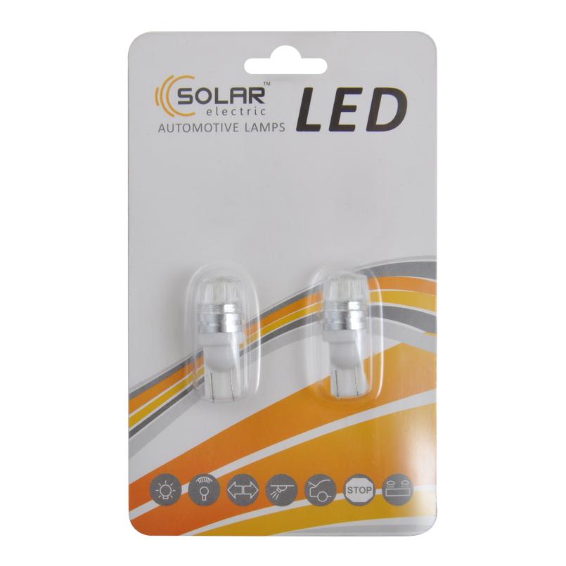Автолампа LED Solar 12V T10 W2,1x9,5d 2SMD white 2 шт. (LS290_B2)