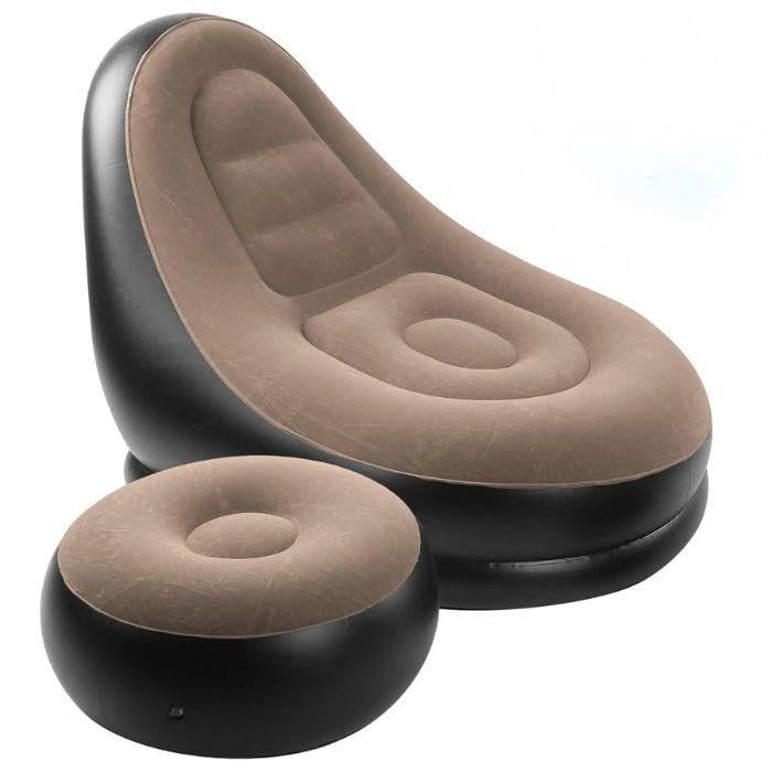 Диван-кресло надувной Air Sofa с пуфиком для ног (AS21V-Beige/Black)