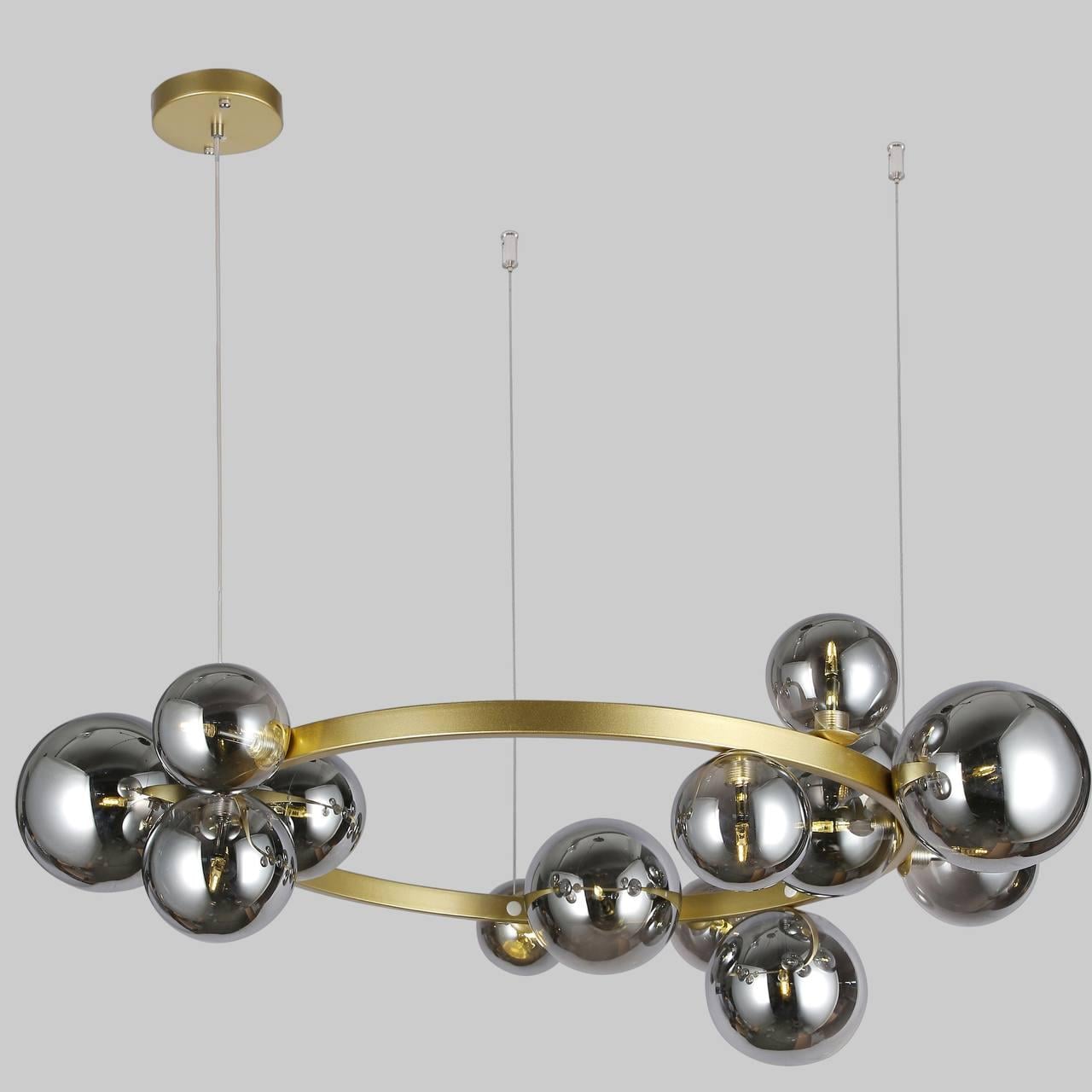 Люстра из шаров на 15 ламп круглая 85 см (918-LP267-15 GD+BK)