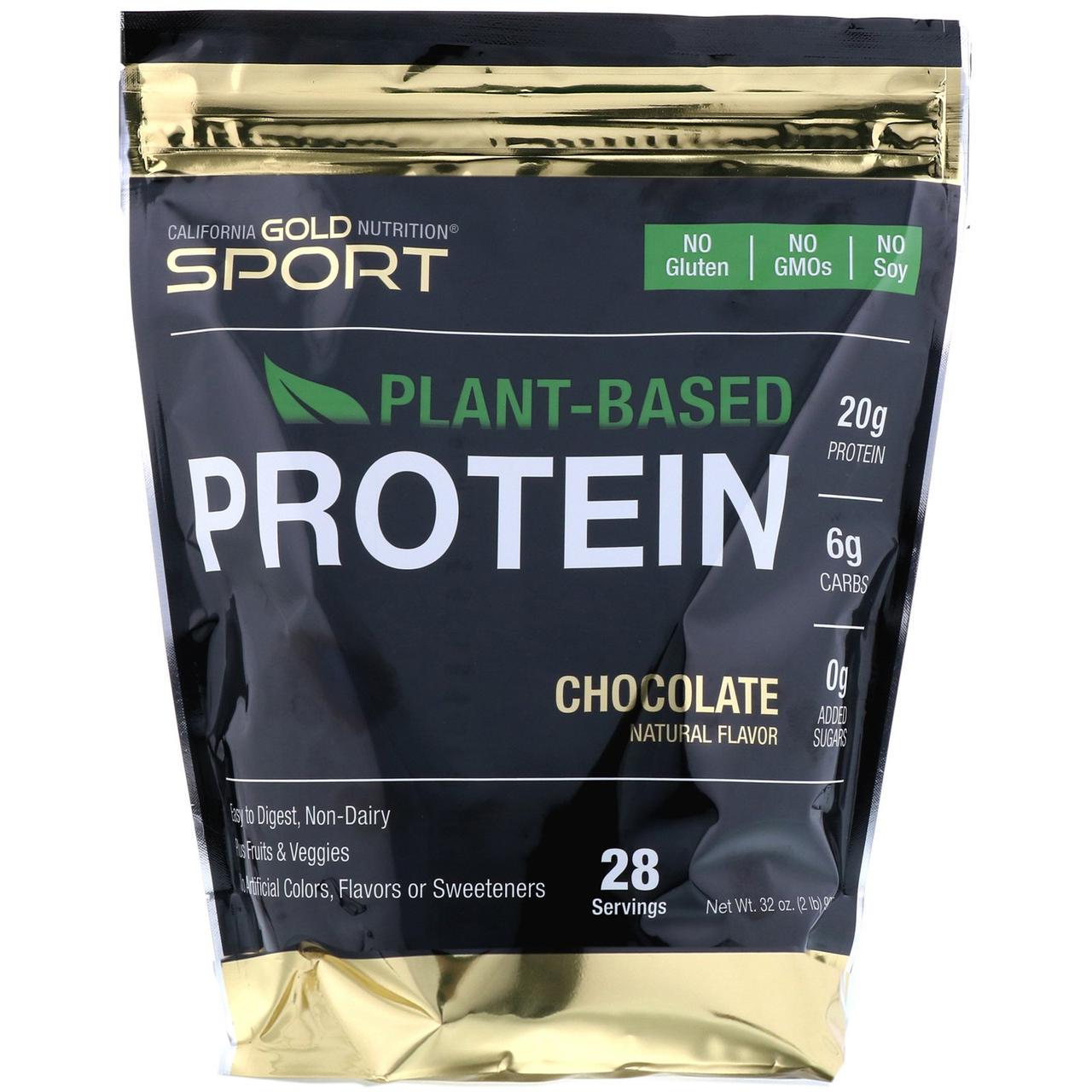 Рослинний протеїн California GOLD Nutrition Plant Based Protein смак шоколаду 907 г (1005562193)