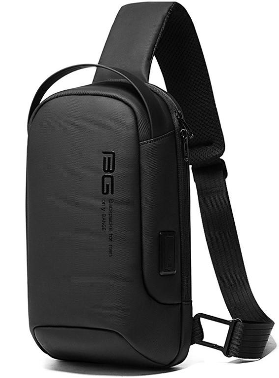 Рюкзак однолямковий через плече Bange BG-7221 7л Сумка-слінг з USB-роз'ємом Black (19374)