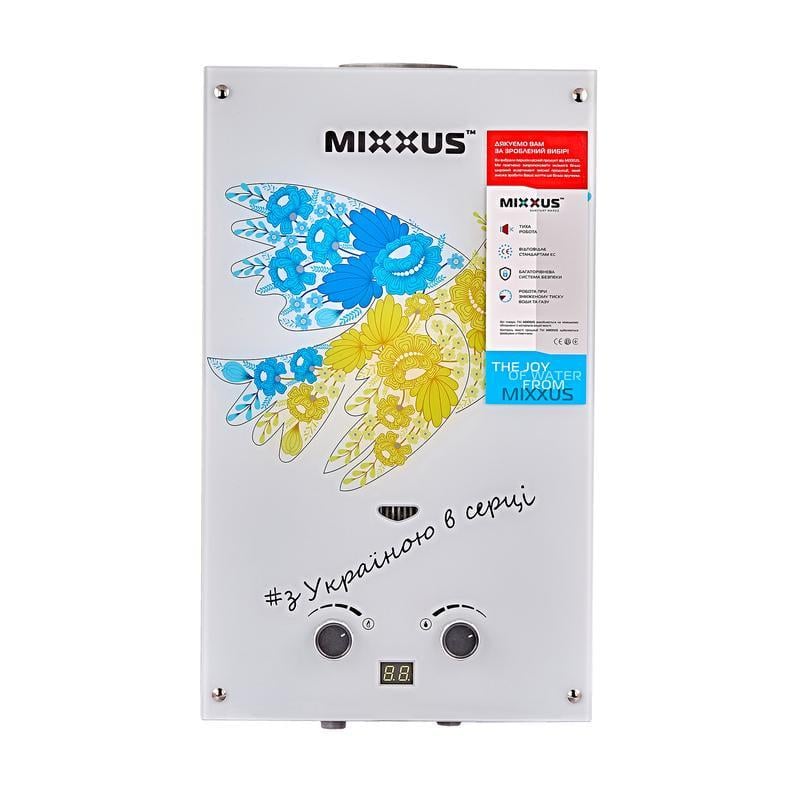 Газова колонка MIXXUS GWH-0610 BASIC GLASS димохідна панель зі скла 17 кВт 10 л/хв (OL-WH0027)