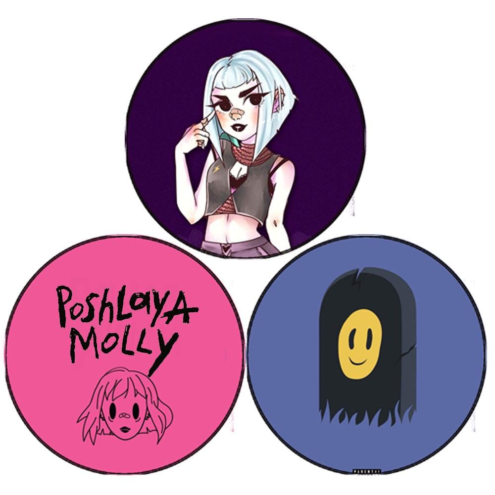 Значок Пошлая Молли Poshlaya Molly комплект 3 шт. (bs028)