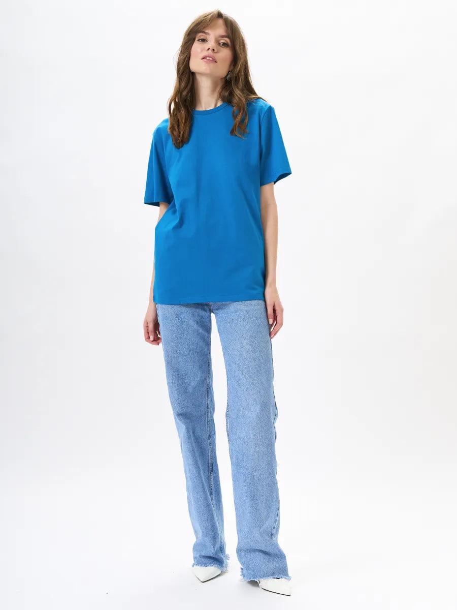 Футболка базова жіноча бавовна 5XL Блакитний (56563)