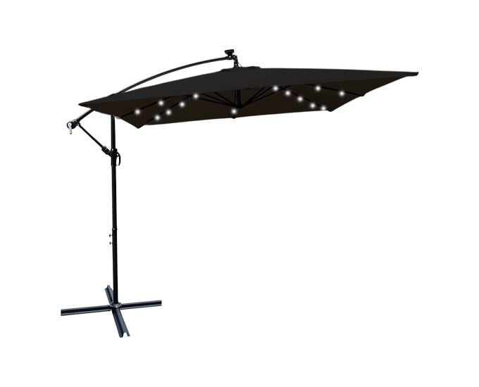 Парасоля садова WCG з LED-підсвіткою та чохол 2,5х2,5 м Чорний