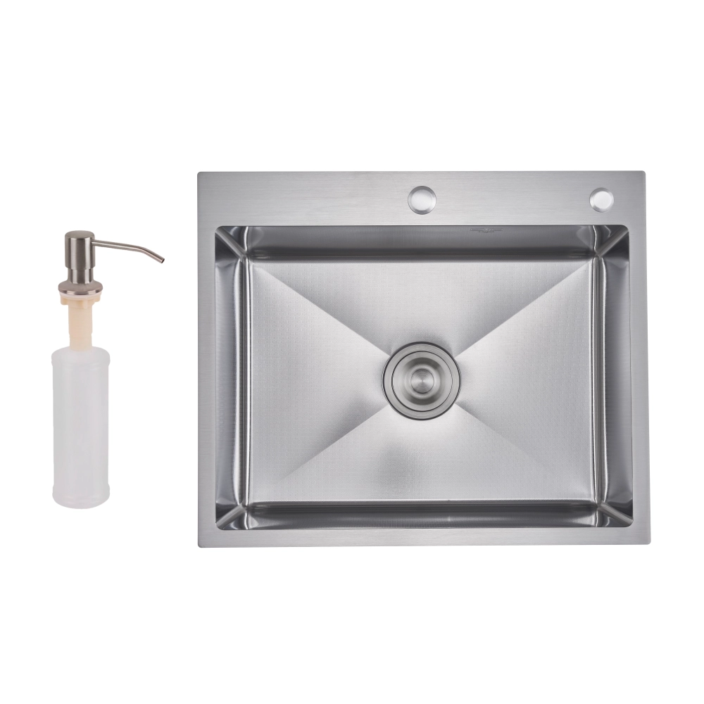 Мойка для кухни Lidz Handmade H6050H Decor Honeycomb 2,5/0,5 мм с дозатором для мыла с нано сотами Сатин (LDH6050DEC48370)