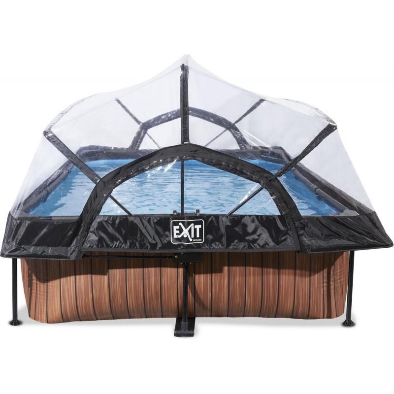 Басейн каркасний Exit Toys з куполом насос 20 Вт 300х200х65 см Коричневий - фото 3