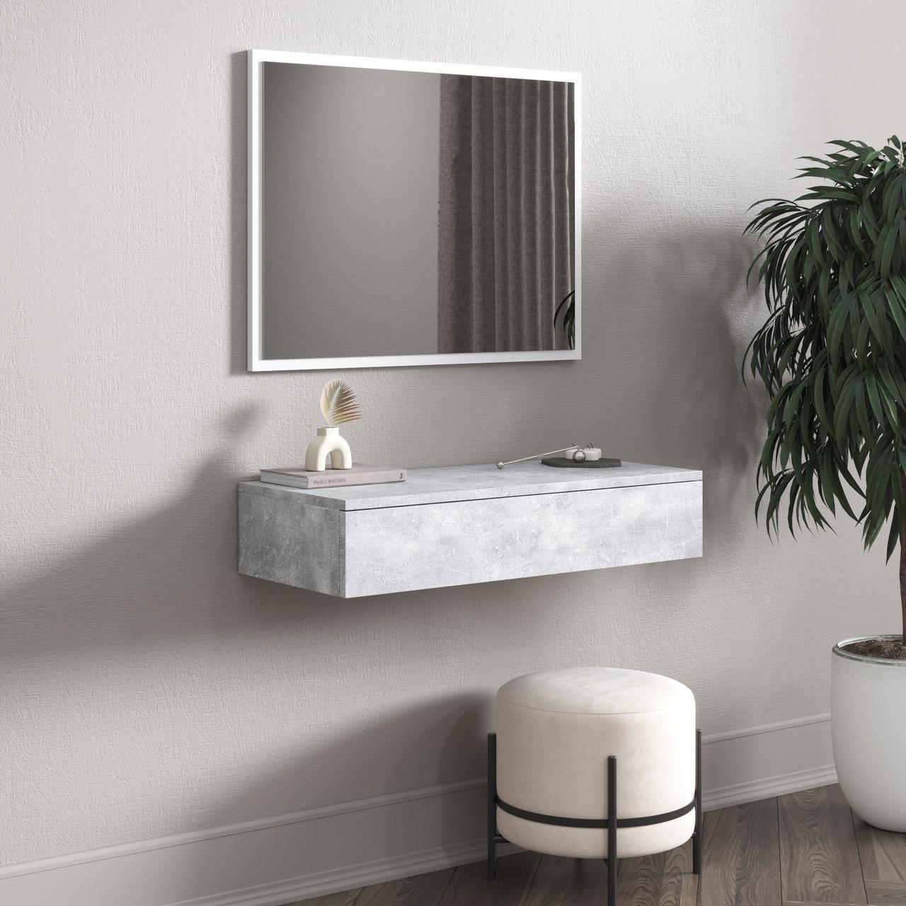 Туалетный столик навесной VAYS с выдвижным ящиком 80х30х16 см Бетон (30492077) - фото 1 Туалетный столик навесной VAYS с выдвижным ящиком 80х30х16 см Бетон (30492077) - фото 1