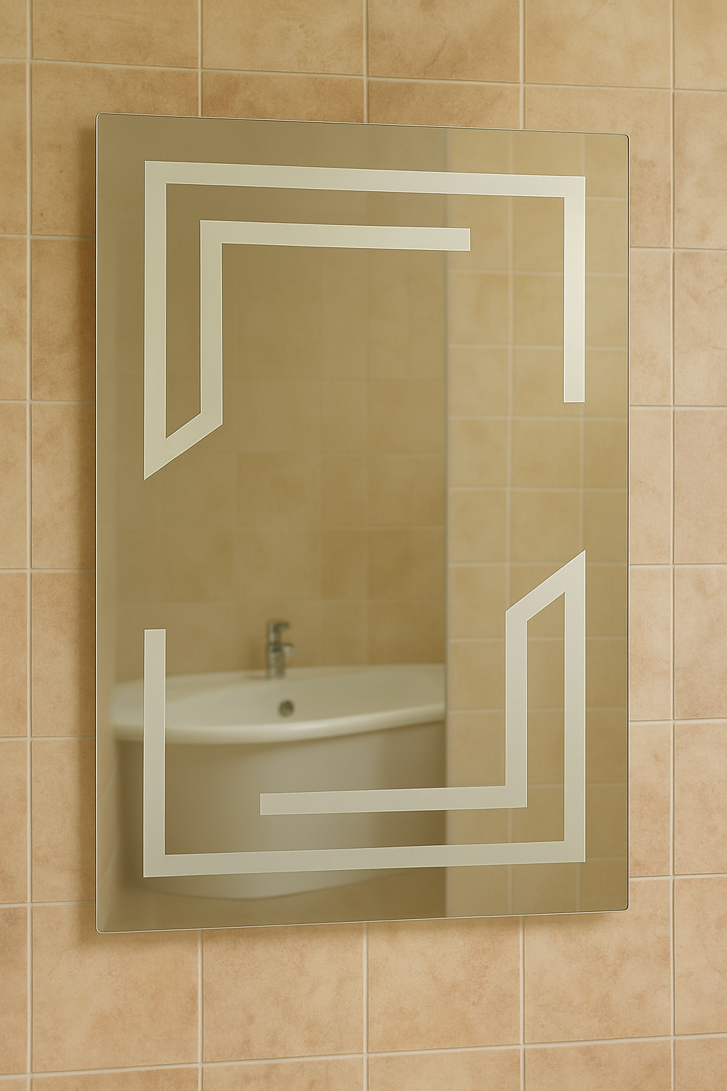 Зеркало MPS-68 70х40 см без подсветки с геометрическим узором