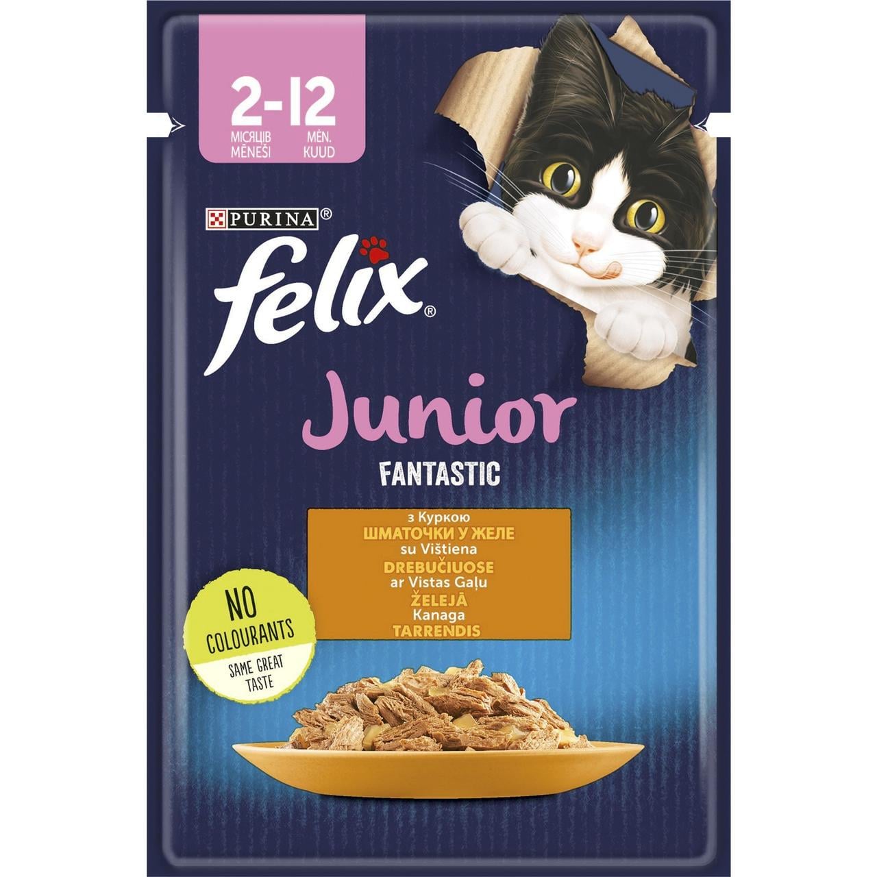 Вологий корм для котів Felix Fantastic Junior з куркою в желе 85 г 24 шт.