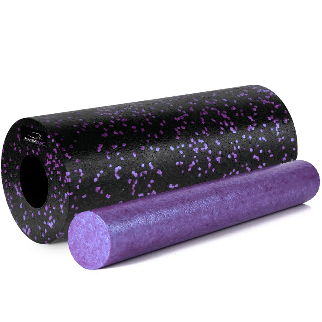Ролик масажний гладкий PowerPlay PP-4348 2 in 1 EPP Foam Roller 33x14 см Чорний/Фіолетовий