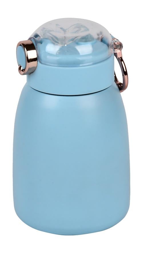 Термос с трубочкой и открывающей кнопкой 400 мл Blue