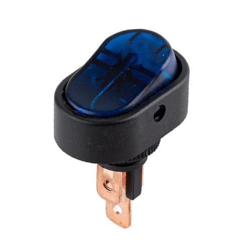 Переключатель on-off с подсветкой 12V овал Blue 19х31х20мм (YJ-WH17B)