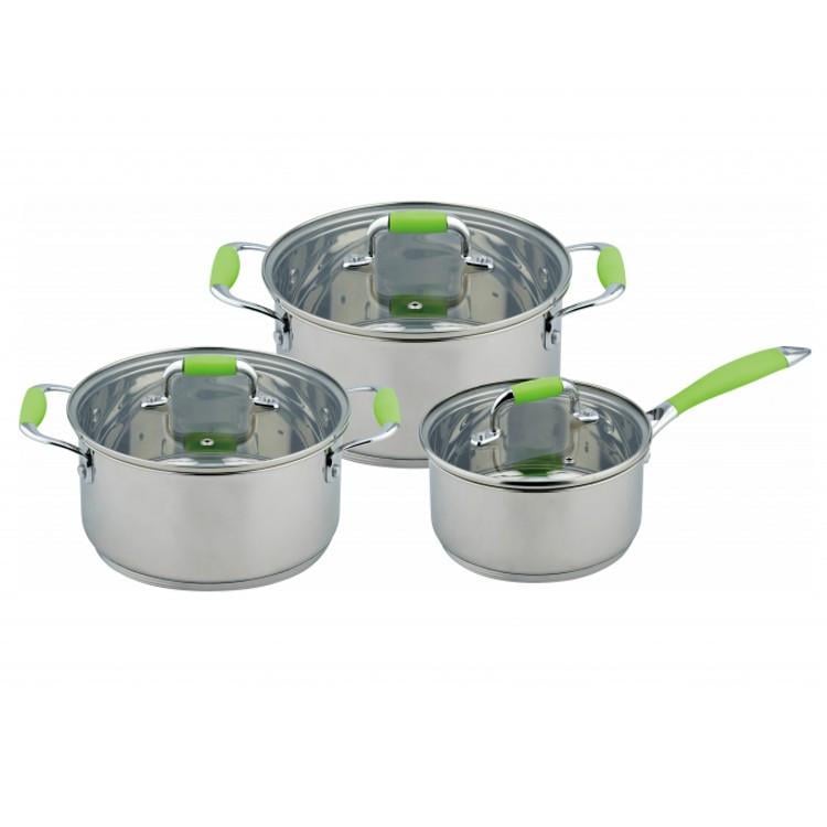 Набір каструль і ковша з кришками та просиліконовими ручками 6 шт. (1150-CB)