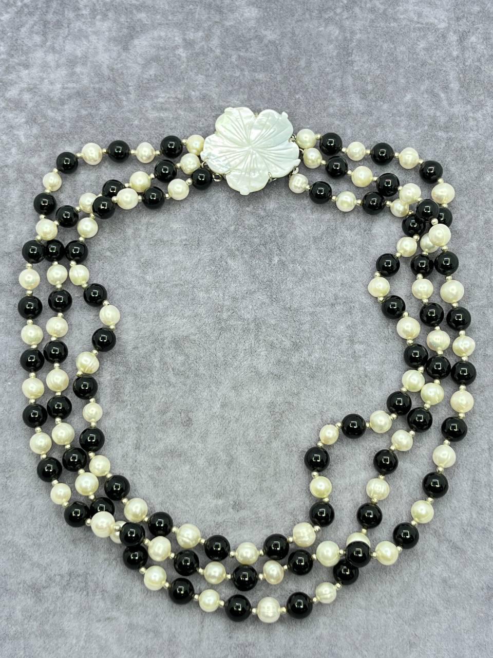 Бусы агат и жемчуг 48 см Разноцветный (10174)