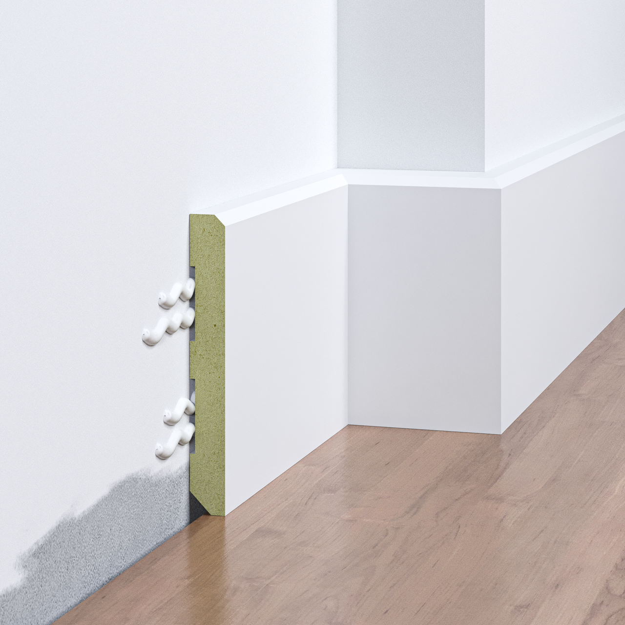 Плінтус накладний FSPRO 1080F3 МДФ 2,5 м Білий (P.MDF1080F3W)