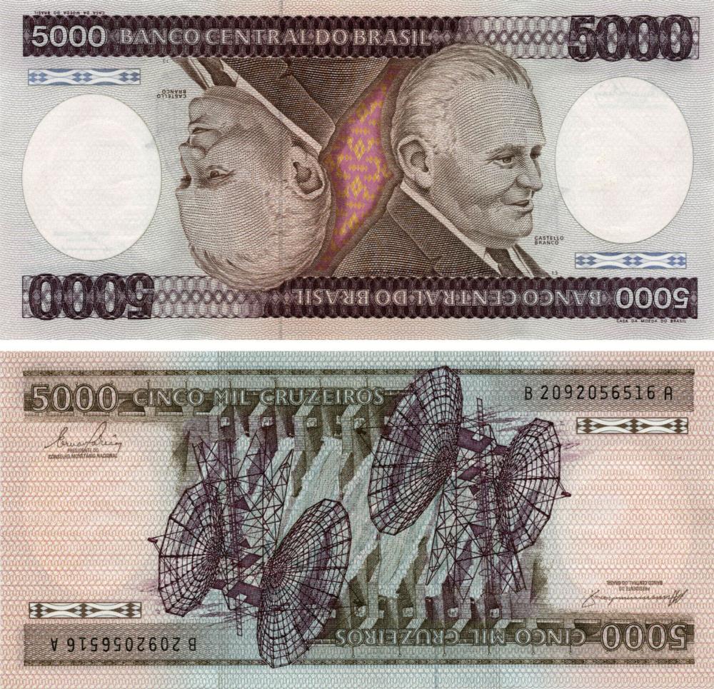 Коллекционная банкнота Бразилия 5000 крузейро 1984 UNC P202c (Б10465)