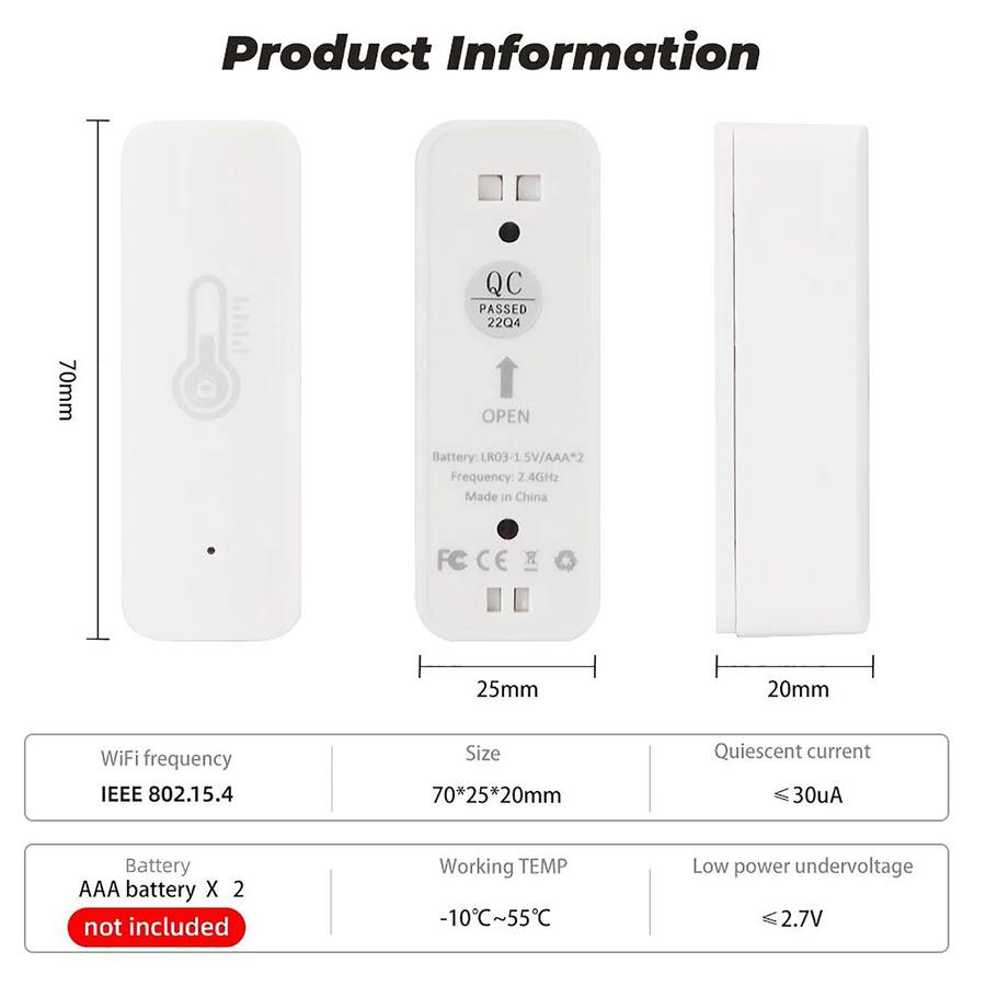 Датчик температури та вологості Tuya для розумного будинку підтримка APP повідомлення про зміну температури журнал вимірювань - фото 2 Датчик температури та вологості Tuya для розумного будинку підтримка APP повідомлення про зміну температури журнал вимірювань - фото 2