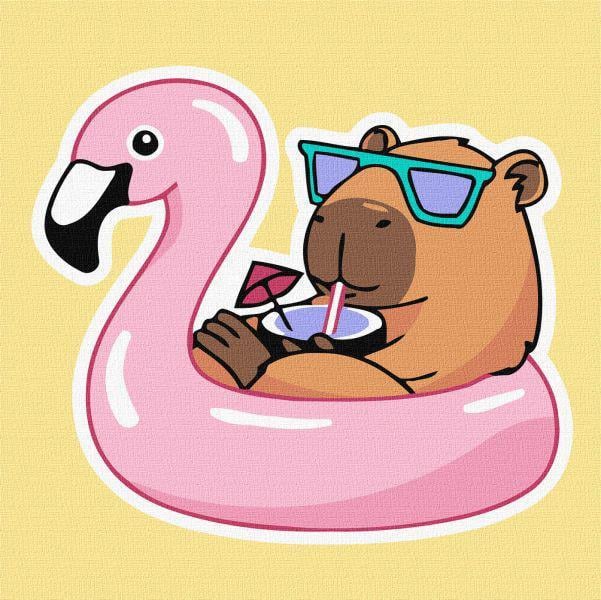 Картина за номерами Ideyka Капібара у відпустці 40x40 см (Id-KHO6743)